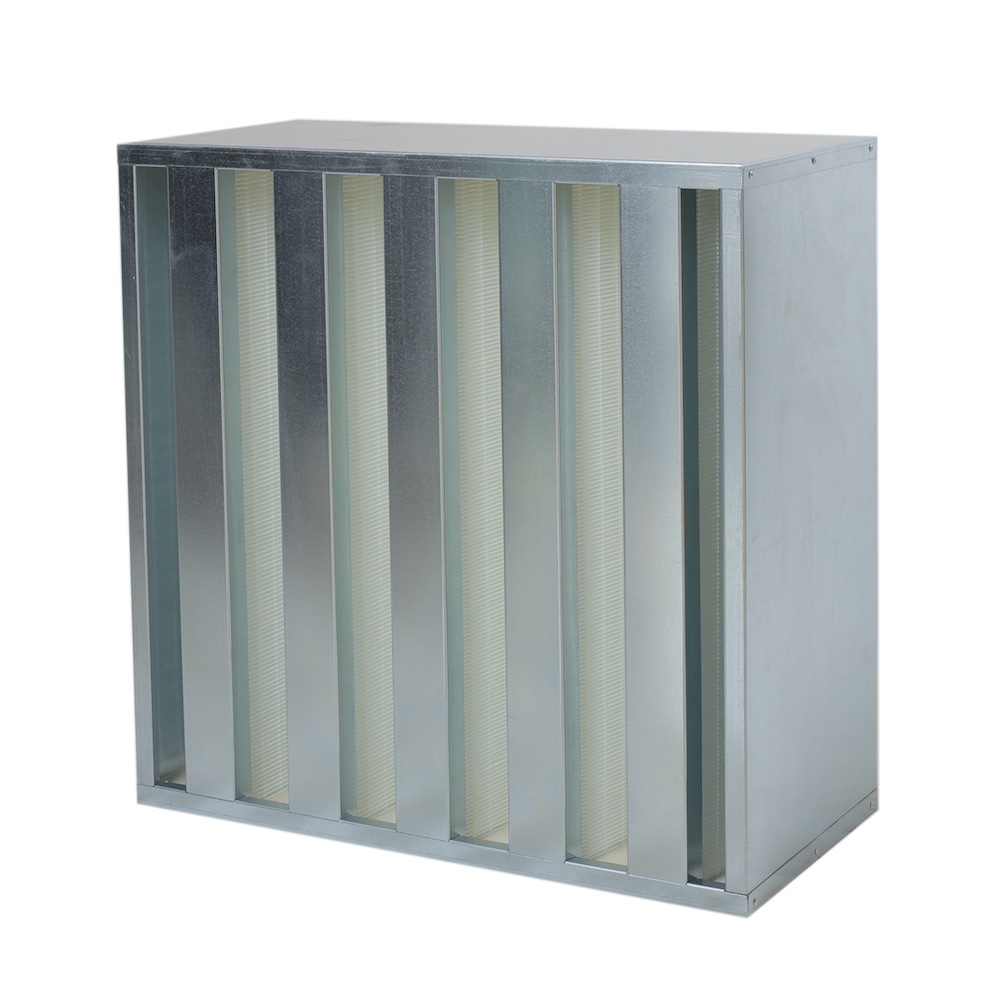08 GALVANIZED FRAME HEPA FILTERS V-BANK DESIGN-292MM HIGH CAPAC